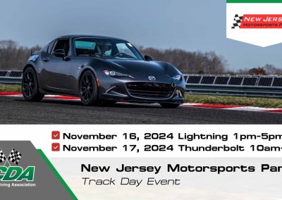 SCDA NJMP- 11/16 Lightning & 11/17 Thunderbolt Track Day Event: November 16-17, 2024