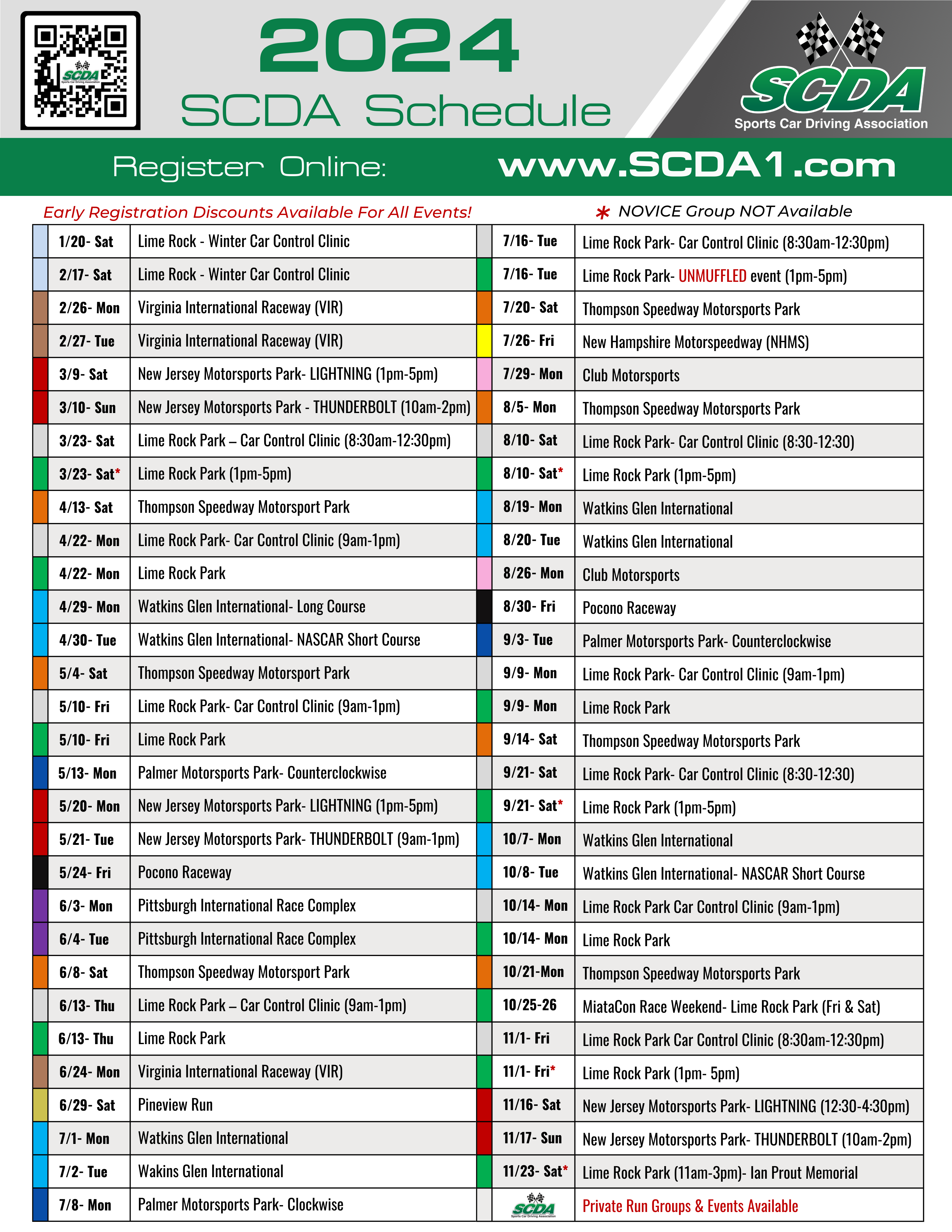 2024 SCDA Schedule