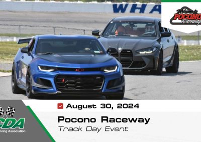 Pocono Raceway- Mega Course SCDA Track Day Event- August 30th, 2024