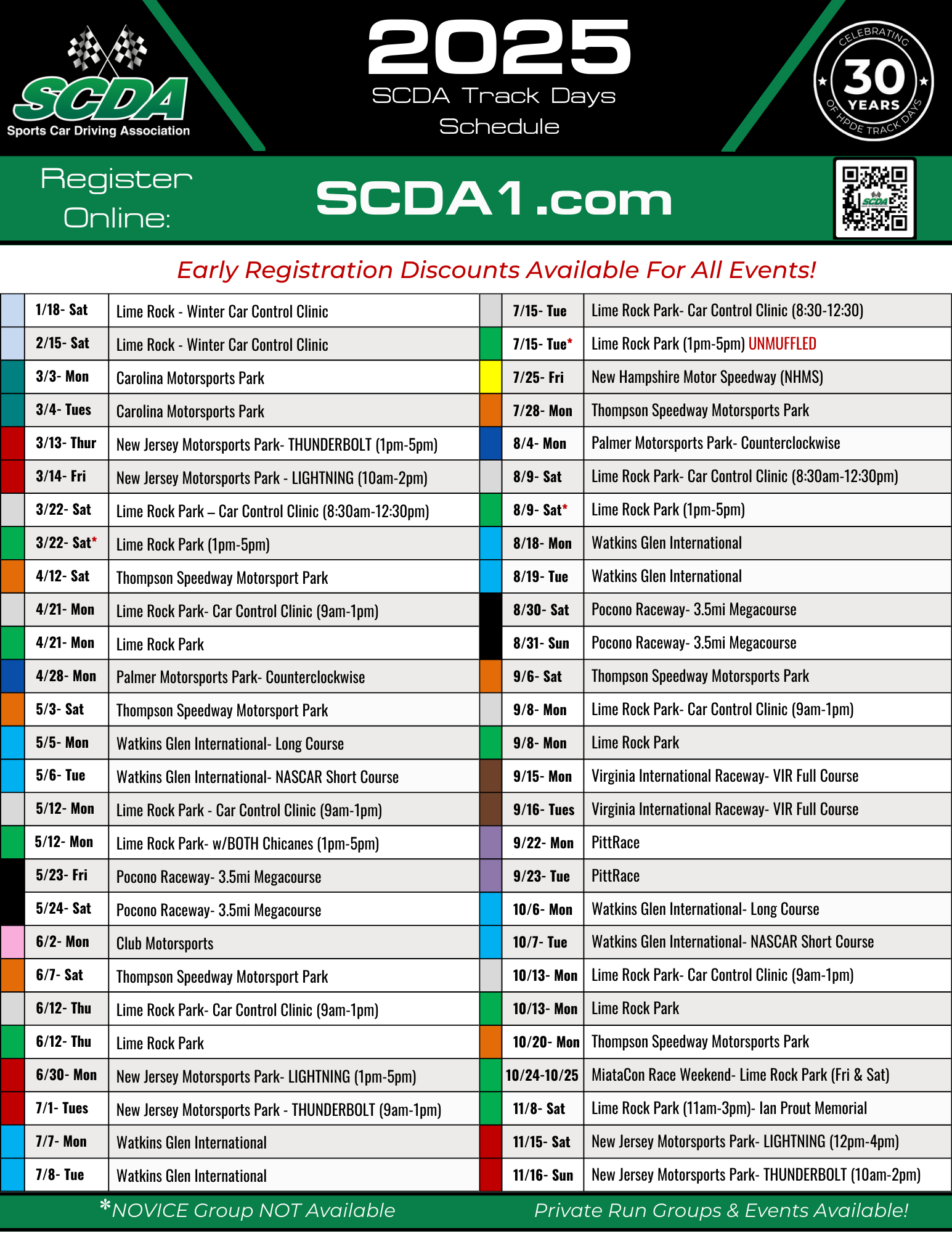 2024 SCDA Schedule