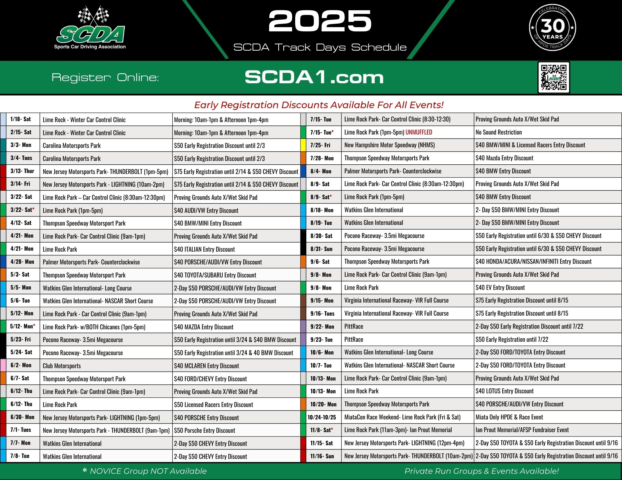 2025 SCDA discounts